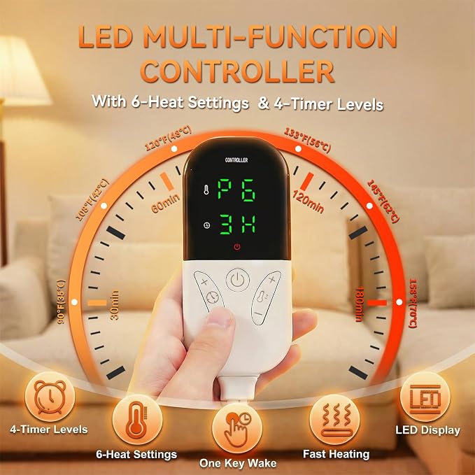 King Size Heating Pad for Back 32"x24" Extra Large Electric Heating Pad for - Image 5