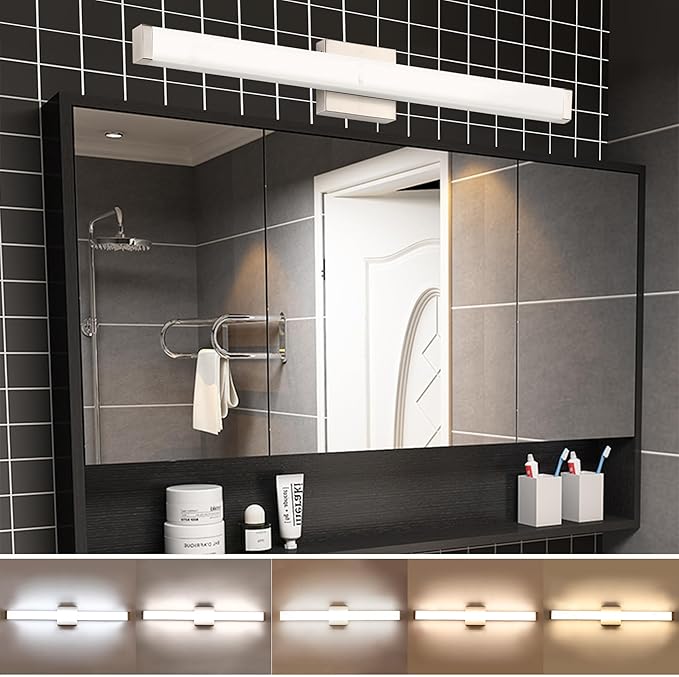 Bathroom Vanity Light Brushed Nickel Square LED 24 inch 14W 4000K Natural White by Enjoyyourhealthylife