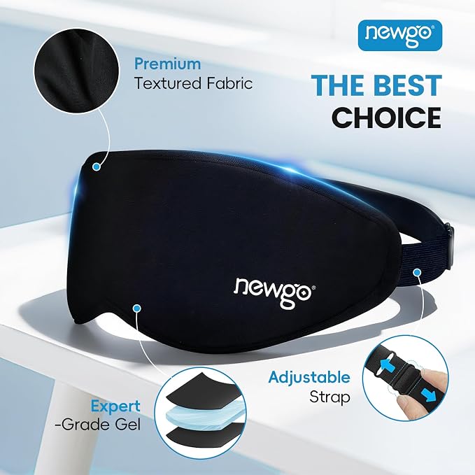 NEWGO 3D Cooling Sleep Mask, Weighted Cooling Gel Eye Mask - Image 4