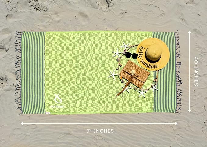 RAY SILVER Turkish Beach Towel – 100% Turkish Cotton 40"x71" Quick Dry - Image 6