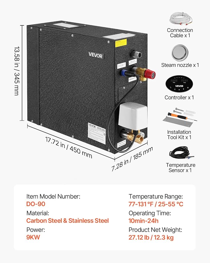 VEVOR Steam Generator, 9 kW Steam Shower System - Image 7