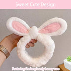musejoy 2 Pcs Headband Bunny Ears Headband Cute Spa Headbands - Image 4