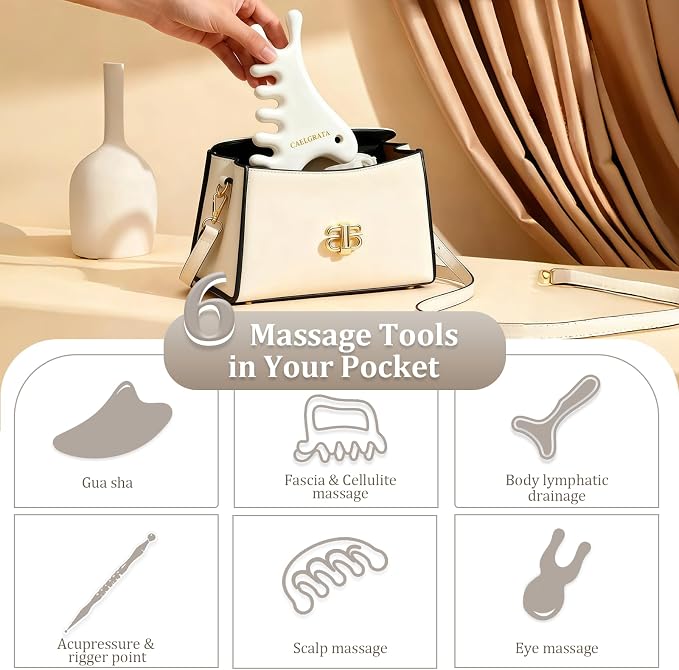 6-in-1 Ceramic Gua Sha Tool for Body & Face, Lymphatic Drainage, Trigger Point - Image 8