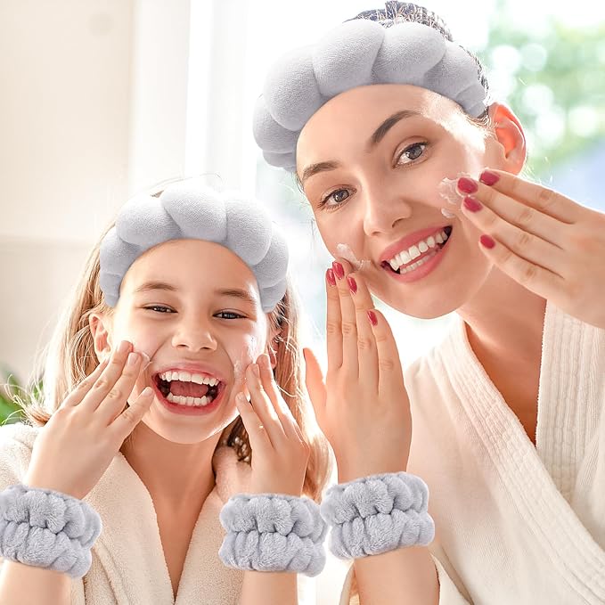 Zkptops Spa Headband for Washing Face Wristband Set Sponge Makeup Skincare - Image 7
