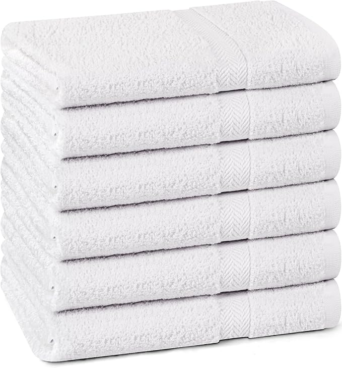 Towel and Linen Mart 100% Cotton White 6 Pack Bath Towel Set, Quick Dry by T+%26+L+Towel+and+Linen+Mart