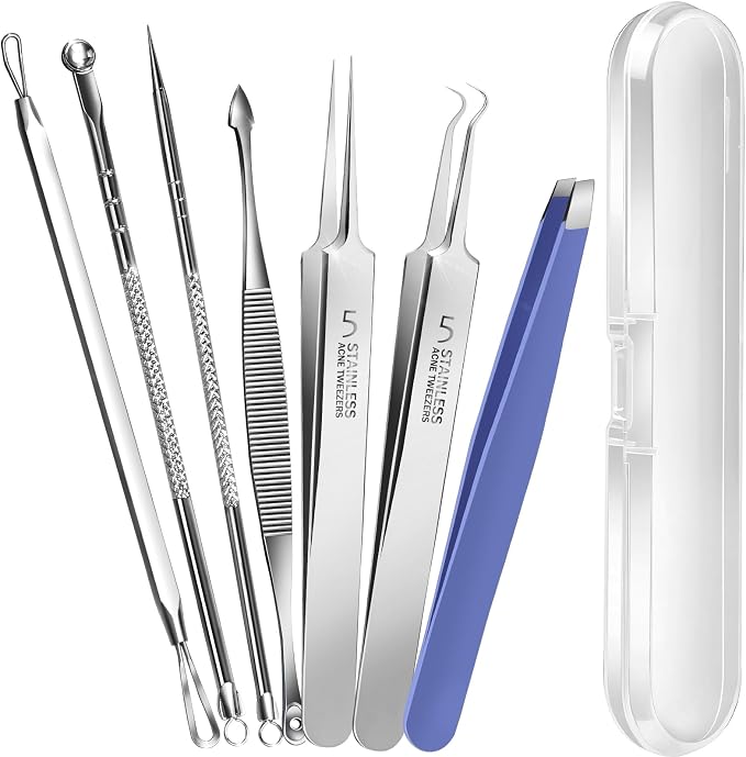 Teenitor 7 Pcs Pimple Popper Tool Kit, Surgical Grade Blackhead Remover Tools by PERFECTYOURBEAUTY