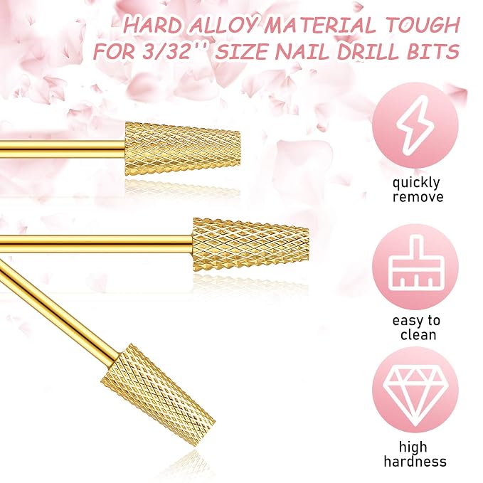 3 Pieces Tapered Barrel Carbide Nail Drill Bit, 3 Sizes Carbide Nail Drill Bit - Image 2