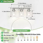 Zarbitta 3-Light Bathroom Light Fixtures, Brushed Nickel Vanity Light, - Image 7