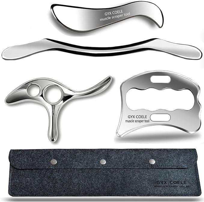 4 in 1 Muscle Scraper Tool Set, Stainless Steel IASTM Scraping Tools by GYXCOELEIASTMTOOL