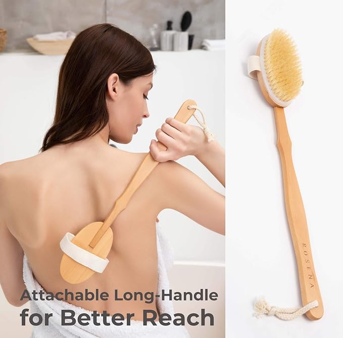 Dry Brushing Body Brush Set – Natural Bristle Spa Exfoliator Kit - Image 3