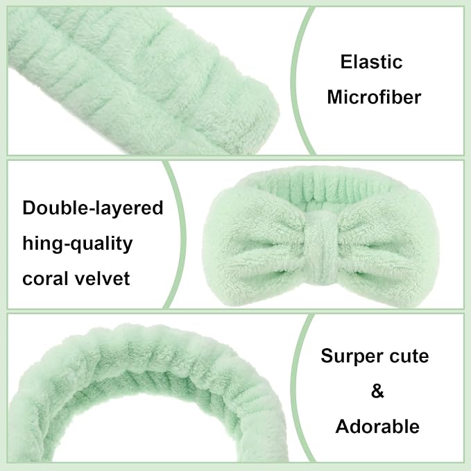 Tigeen 52 Pieces Spa Headband for Washing Face Bulk Soft Coral Fleece Skincare - Image 3