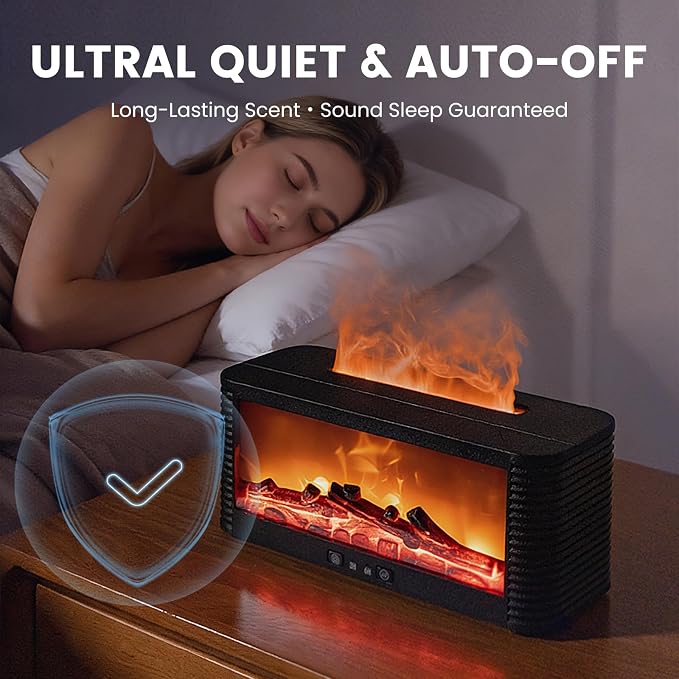 Flame Fireplace Aroma Essential Oil Diffuser, 250ml Ultrasonic Aromatherapy - Image 2