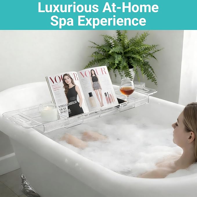 Expandable Bathtub Tray Caddy, Foldable Bath Table Trays, Bathtub & Bathroom - Image 6