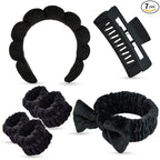 7 Pcs Spa Set, Facial Headband and Wristband Set, Skincare Accessories by Unknown