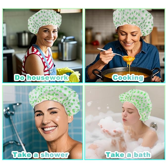 18 Pack Shower Caps for Women, Waterproof Reusable & Disposable Adjustable Bath - Image 7
