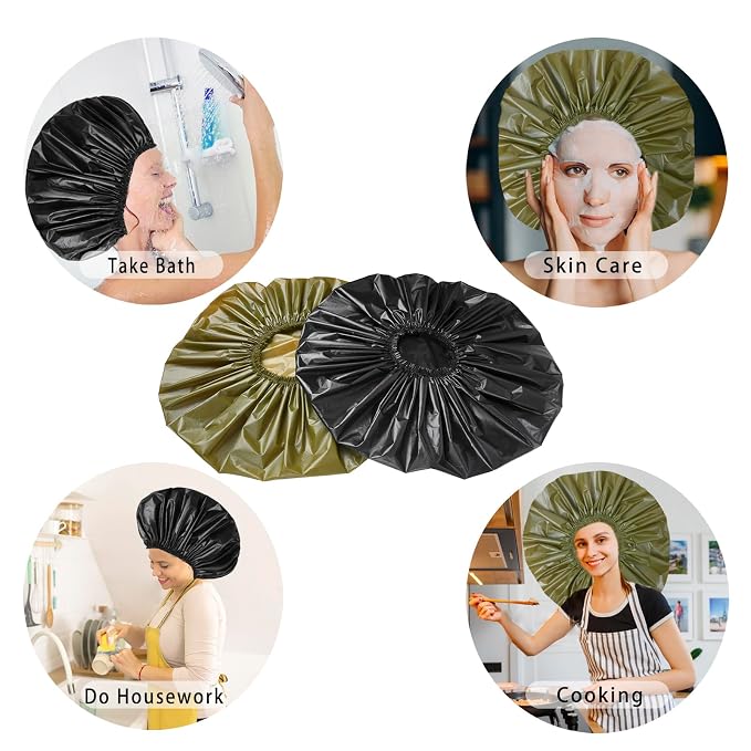 Jumbo Size Shower Cap 2 PCS Waterproof Shower Caps - Image 5