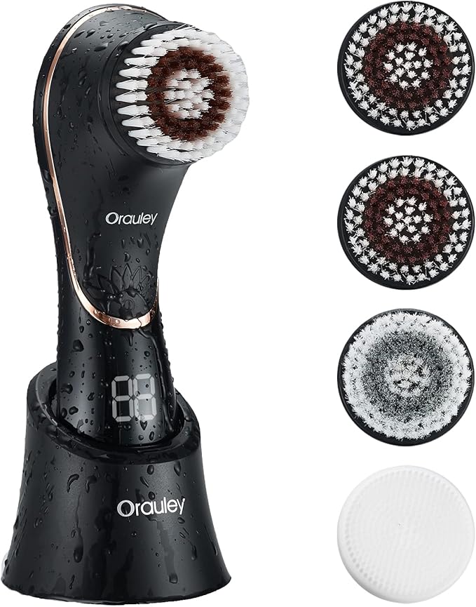 Facial Cleansing Brush, Electric Face Scrubber Rechargeable Exfoliator IPX-7 by Orauley