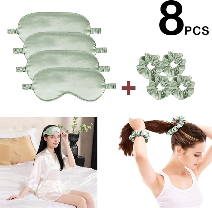 Satin Eye Mask 8Pcs Silk Sleep Masks Silky Blindfold Eyeshade Blackout Eyes - Image 2