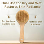 Dry Bath Body Brush with Short Handle, Natural Bristles Back Scrubber, - Image 5
