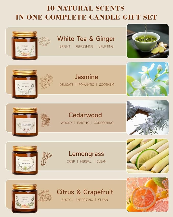 Scented Candles Set for Women Gifts, Soy Wax Candle 10 Pack, Long Lasting - Image 4