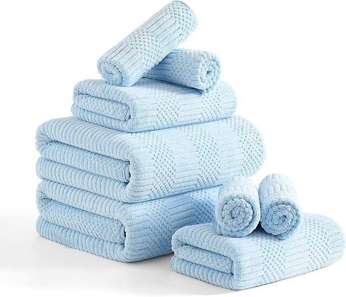 8 Piece Bath Towel Set-2 Oversized Bath Sheets, 2 Hand Towels, 4 by Ycosy