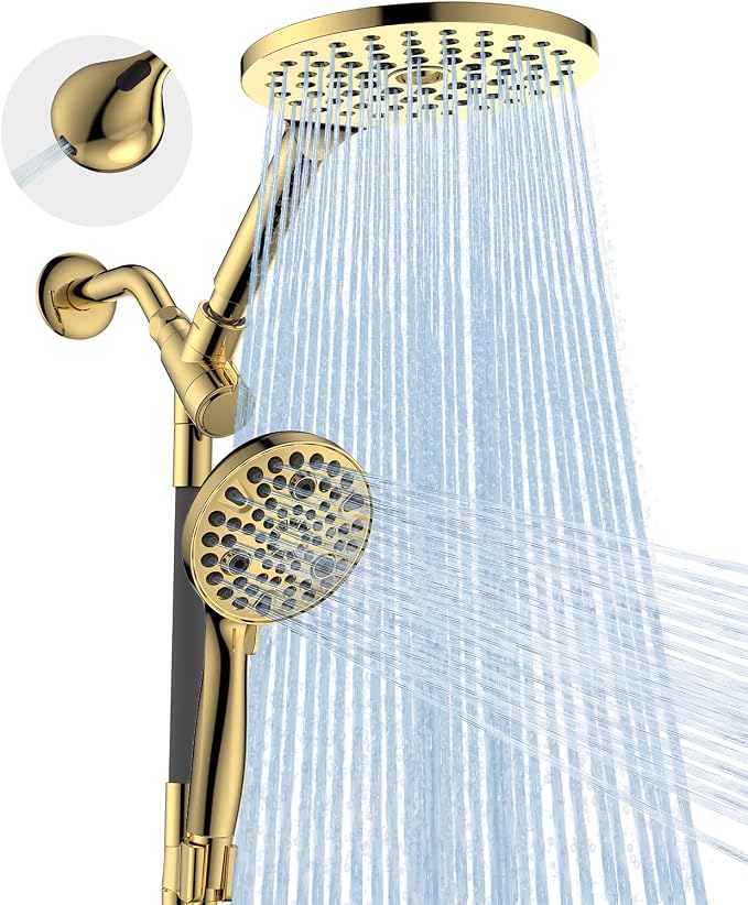Dual Handheld Shower Head Combo, 2-in-1 Rain Shower Heads System 8 Inch by MakeFit