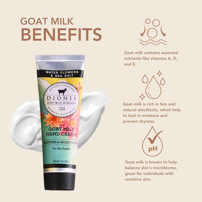 Dionis Goat Milk Hand Cream Water Flowers & Sea Salt 1 oz - Image 2