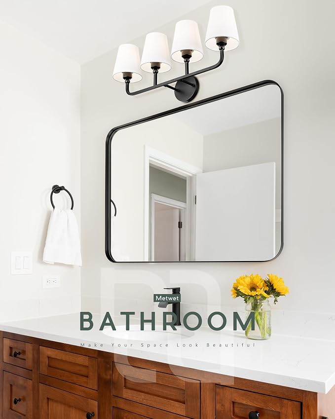 Bathroom Light Fixtures, 4 Light Matte Black Vanity Lights - Image 5