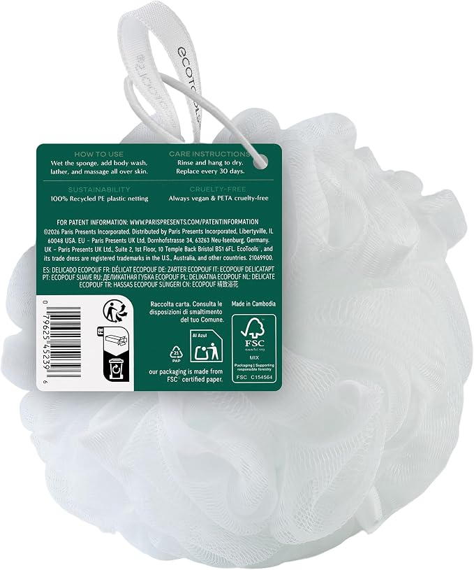 EcoTools Delicate EcoPouf Body Loofah, Gentle Exfoliating Shower Sponge - Image 5