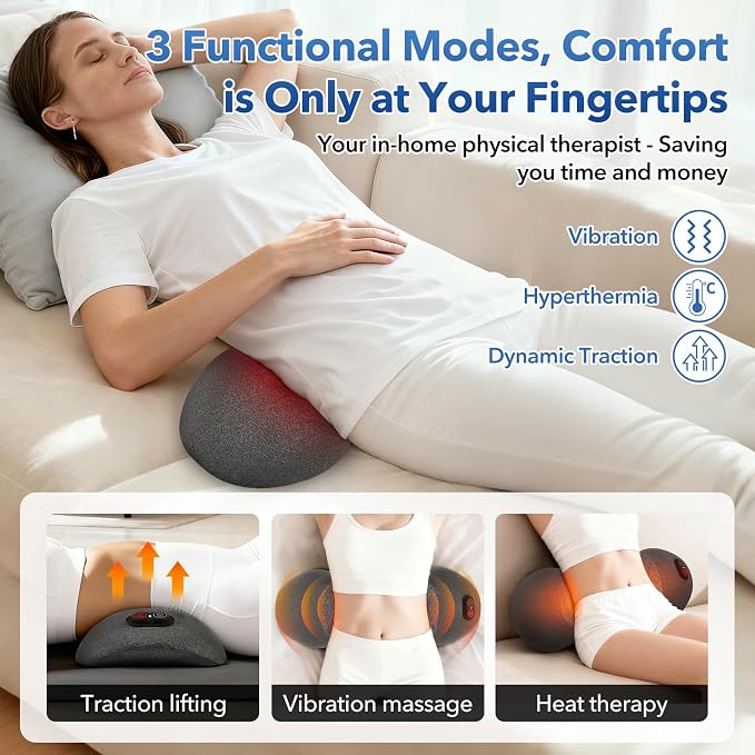 3-in-1 Rechargeable Heated Back Massager, Mothers Day Pillow Gifts - Image 2