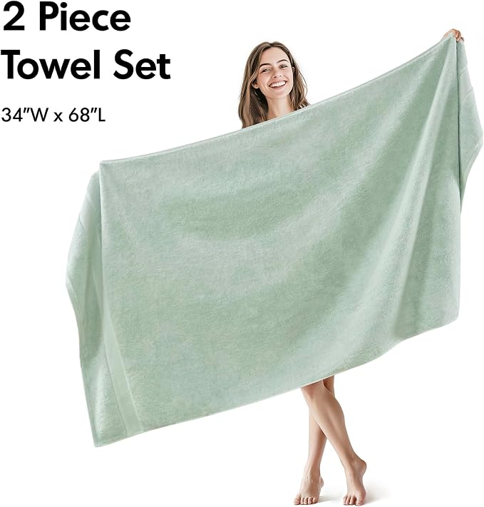 Madison Park 800GSM Bath Sheet Towel Oversized 34" x 68" 2 Pack 100% Cotton - Image 4