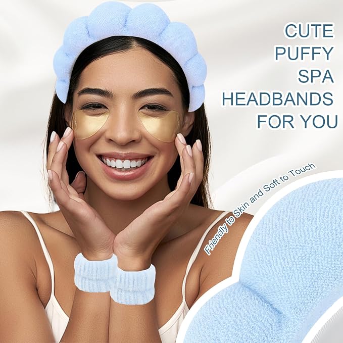 6Pcs Spa Set, Terry Cloth Headbands & Wrist Washbands - Image 4