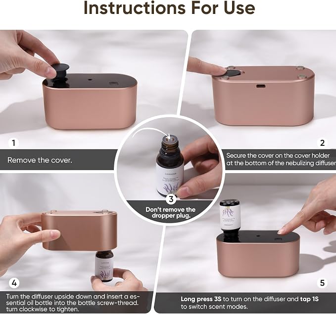 Lecdura Waterless Diffuser for Essential Oil, Battery Operated Scent Air - Image 7