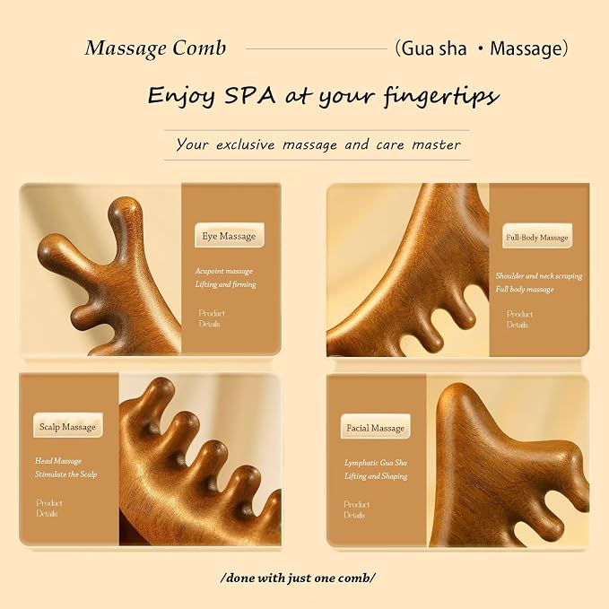 4-in-1 Natural Sandalwood Gua Sha Massage Tool - Image 8