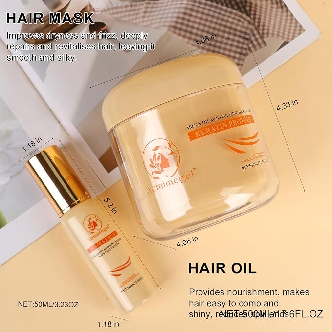 Hair Mask Argan Oil Set Deep Repair Conditioning Collagen Hair Treatment - Image 5