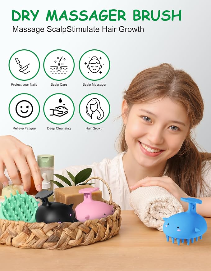 Scalp Massager Hair Growth Shampoo Brush, Silicone Scalp Scrubber Shower Scalp - Image 4