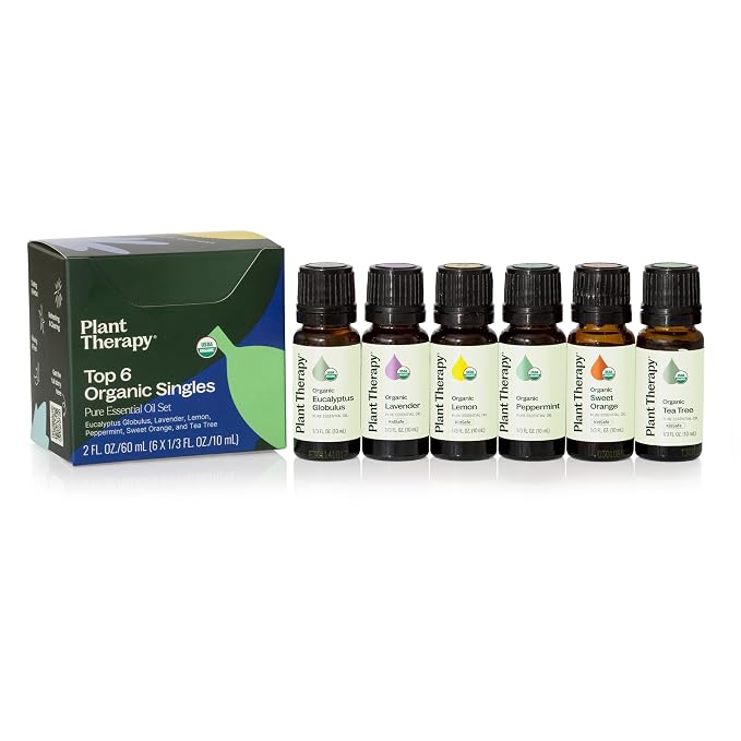 Plant Therapy Top 6 USDA Organic Essential Oil Set by PlantTherapy