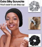 Sleep Cap Bonnet for Sleeping Black Women, Adjustable Cooling Ice Silk Lined - Image 4