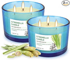2x14oz Large 3-Wick Outdoor Indoor Citronella Candles, Long Lasting to 30 Hours by TLNFHRPI