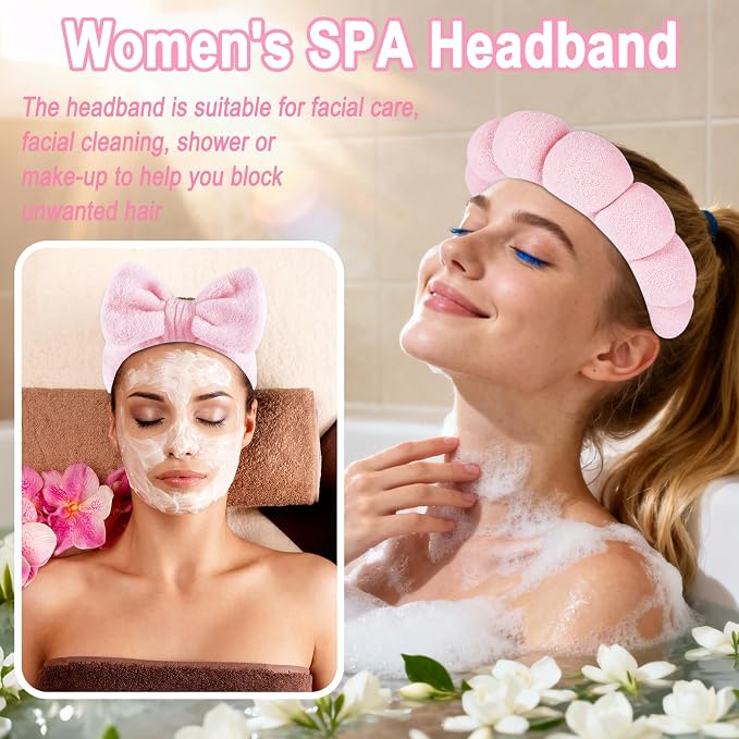 Zkptops 6Pcs Spa Headband for Washing Face Wristbands Set Women Bubble Makeup - Image 7