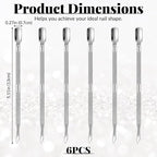 6 Pcs Dual-Sided Cuticle Pusher Set, Stainless Steel Cuticle Pusher Tool - Image 2