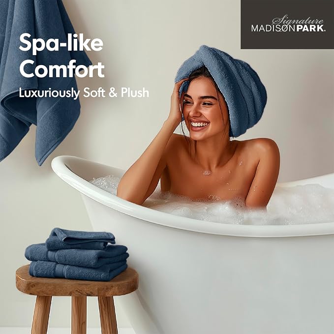 Madison Park 800GSM Bath Sheet Towel Oversized 34" x 68" 2 Pack 100% Cotton - Image 5