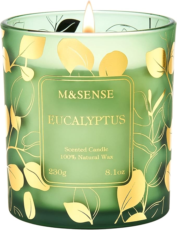 M&SENSE Eucalyptus Scented Vegan Soy Candles, No Toxin Calming Aromatherapy by MSENSE