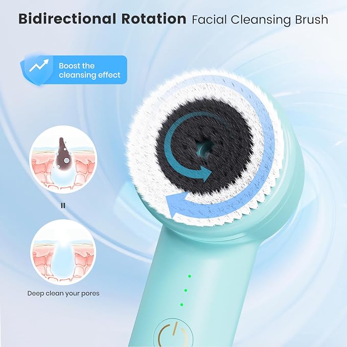 Facial Cleansing Brush with Dual Rotating, Electric Face Scrubber, 3 in 1 - Image 2