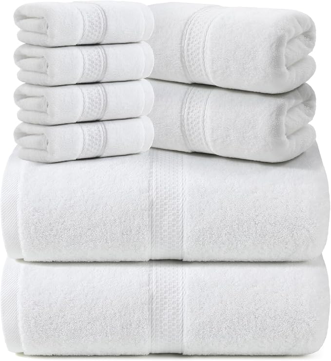 REDKISS Towels 8 Piece Luxury Bath Towel Set, 2 Bath Sheets, 2 Hand Towels by REDKISSOnline