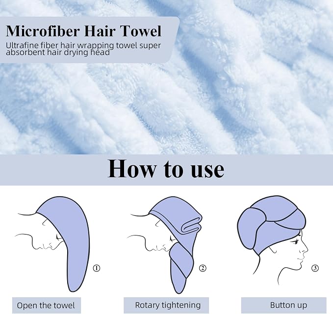 Hair Drying Towels, 19.7x31.5 inch Hair Towels - Image 3