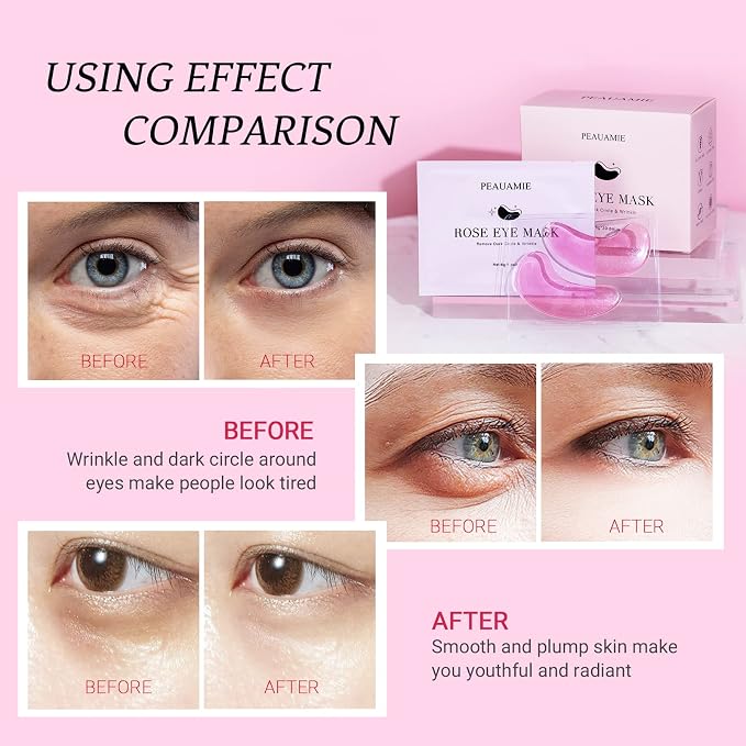 PEAUAMIE Under Eye Patchs Rose Eye Mask - Image 5