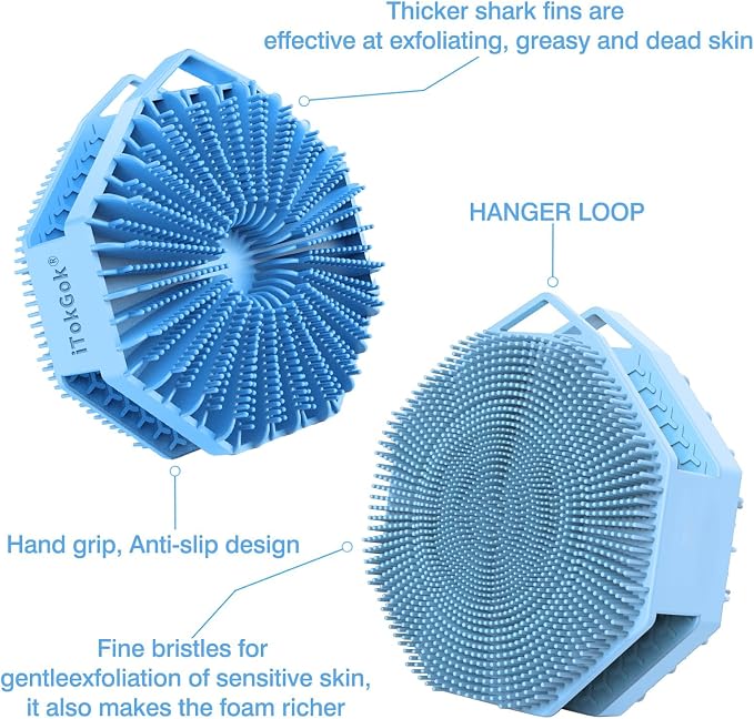 iTokGoK® Silver-Infused 2-in-1 Silicone Body Scrubber, Double-Sided Design Body - Image 4