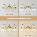 Vintage Bathroom Vanity Light, 3-Light Brushed Gold Finish Wall Sconce - Image 8