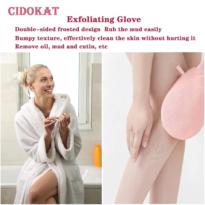 Exfoliating Mitt For Body Scrub Exfoliator Glove Revive Glow Keesa Exfoliating - Image 3